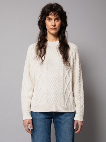 Pullover Jenny Cable Knit chalk white Nudie Jeans