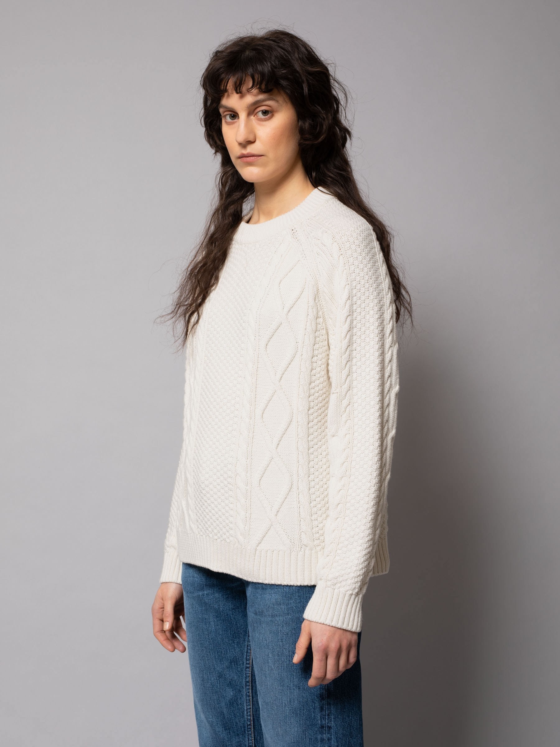 Pullover Jenny Cable Knit chalk white Nudie Jeans