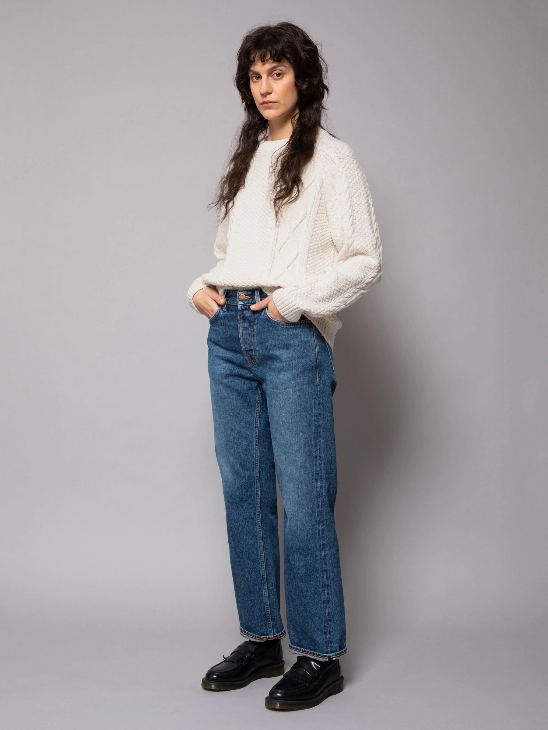 Pullover Jenny Cable Knit chalk white Nudie Jeans