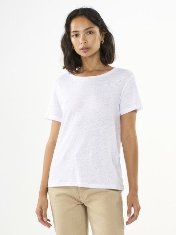 Reg Linen T-Shirt bright white Knowledge Cotton Apparel