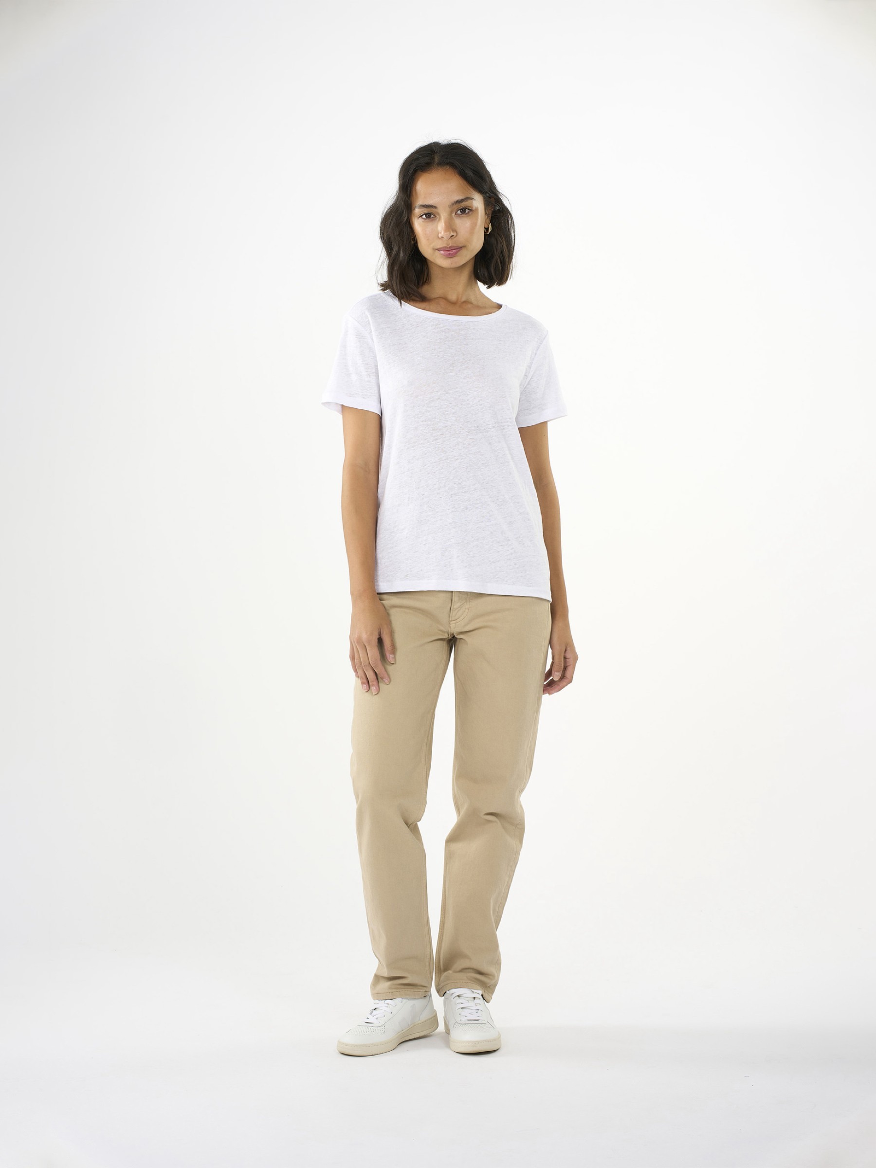 Reg Linen T-Shirt bright white Knowledge Cotton Apparel