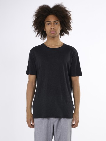 Linen T-Shirt black jet Knowledge Cotton Apparel