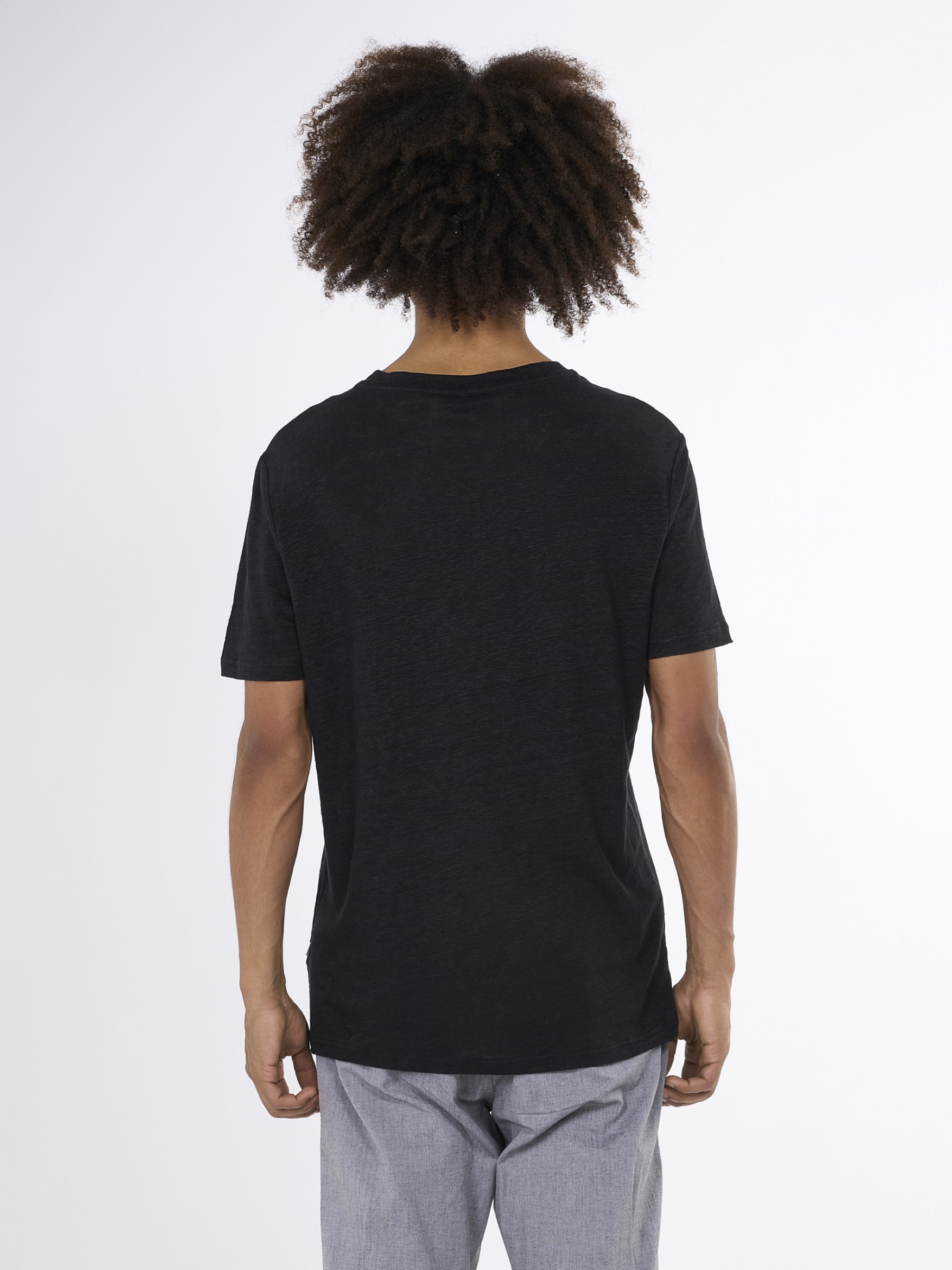 Linen T-Shirt black jet Knowledge Cotton Apparel