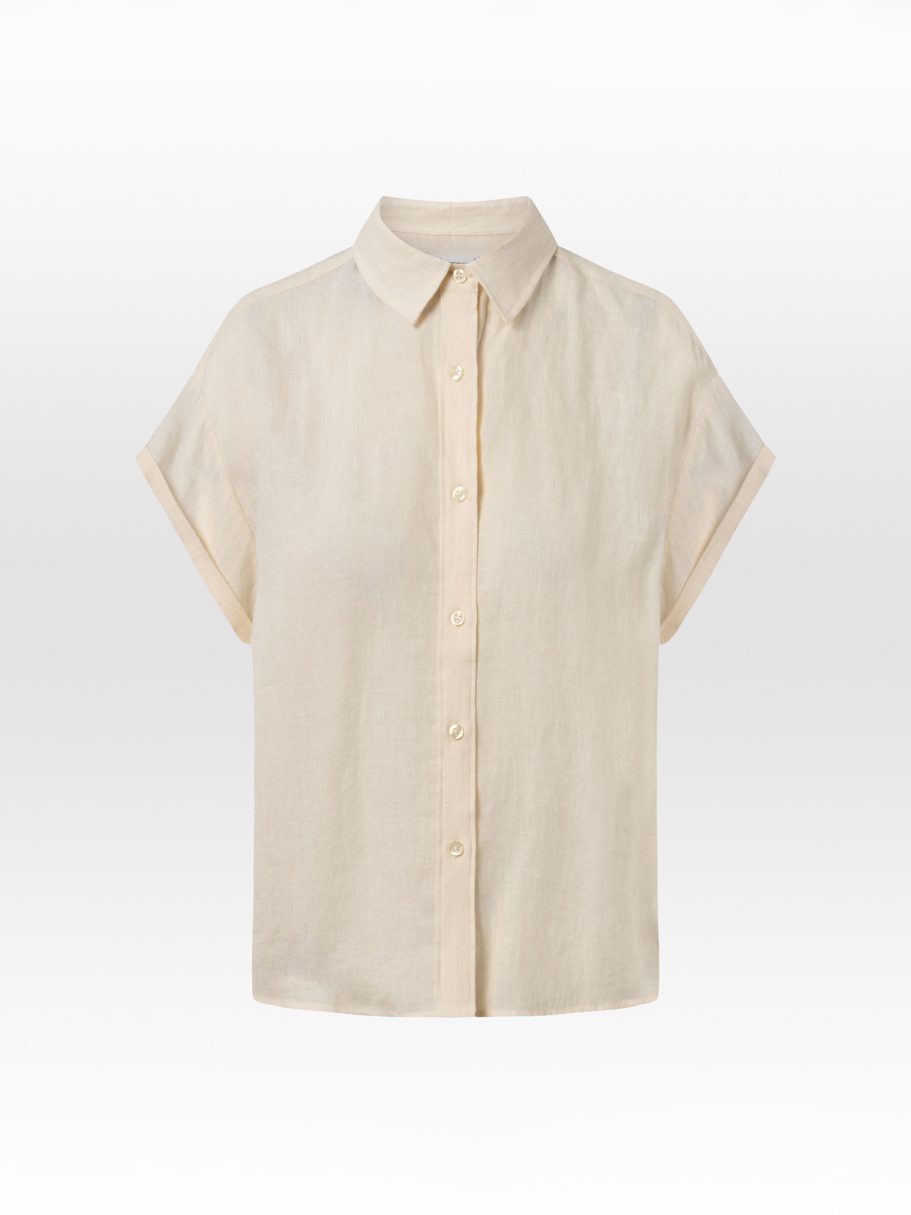 Bluse Aster Short Sleeve Linen Shirt buttercream Knowledge Cotton Apparel