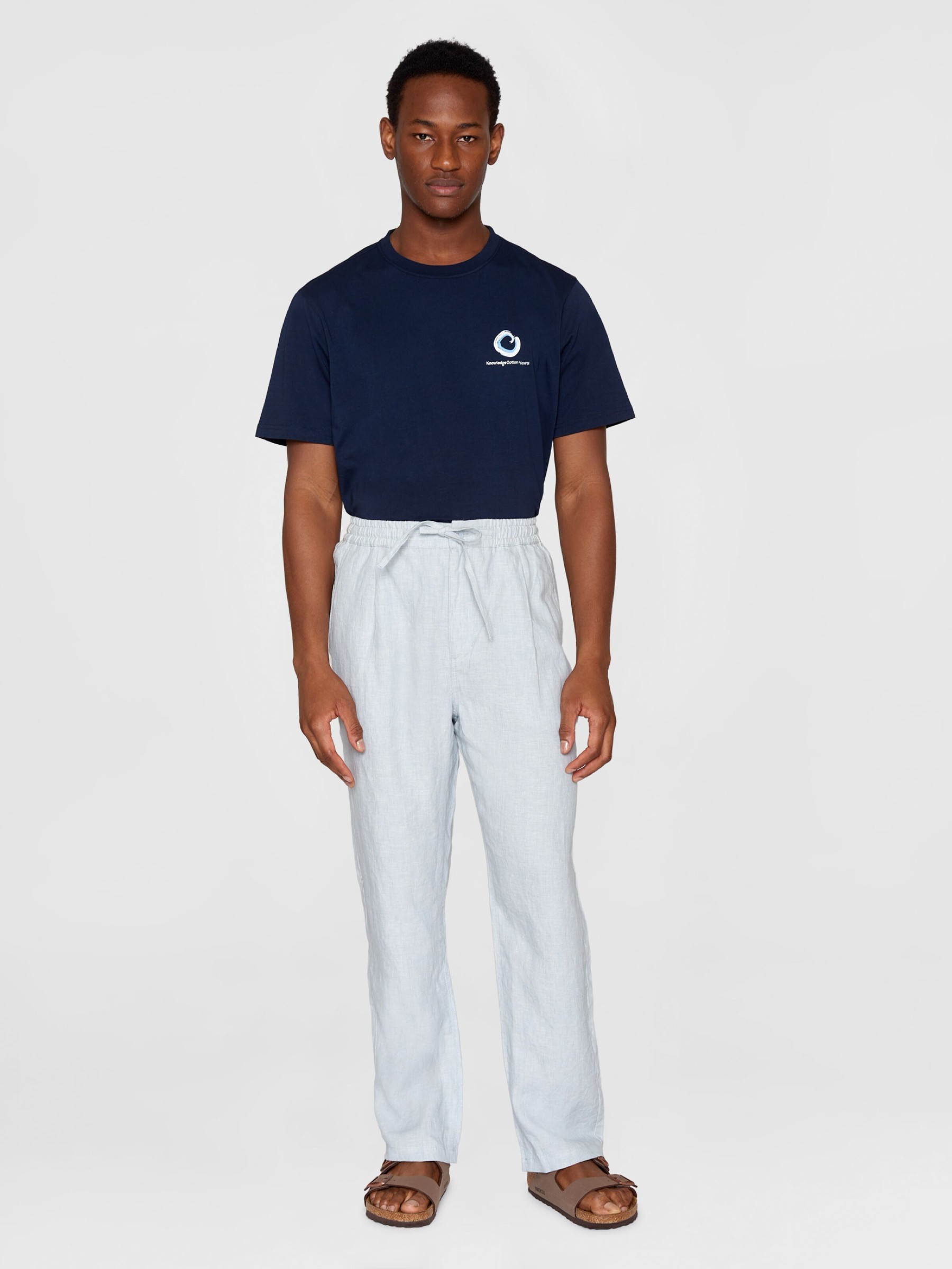 Hose Fig Loose Linen Pant dusk blue Knowledge Cotton Apparel