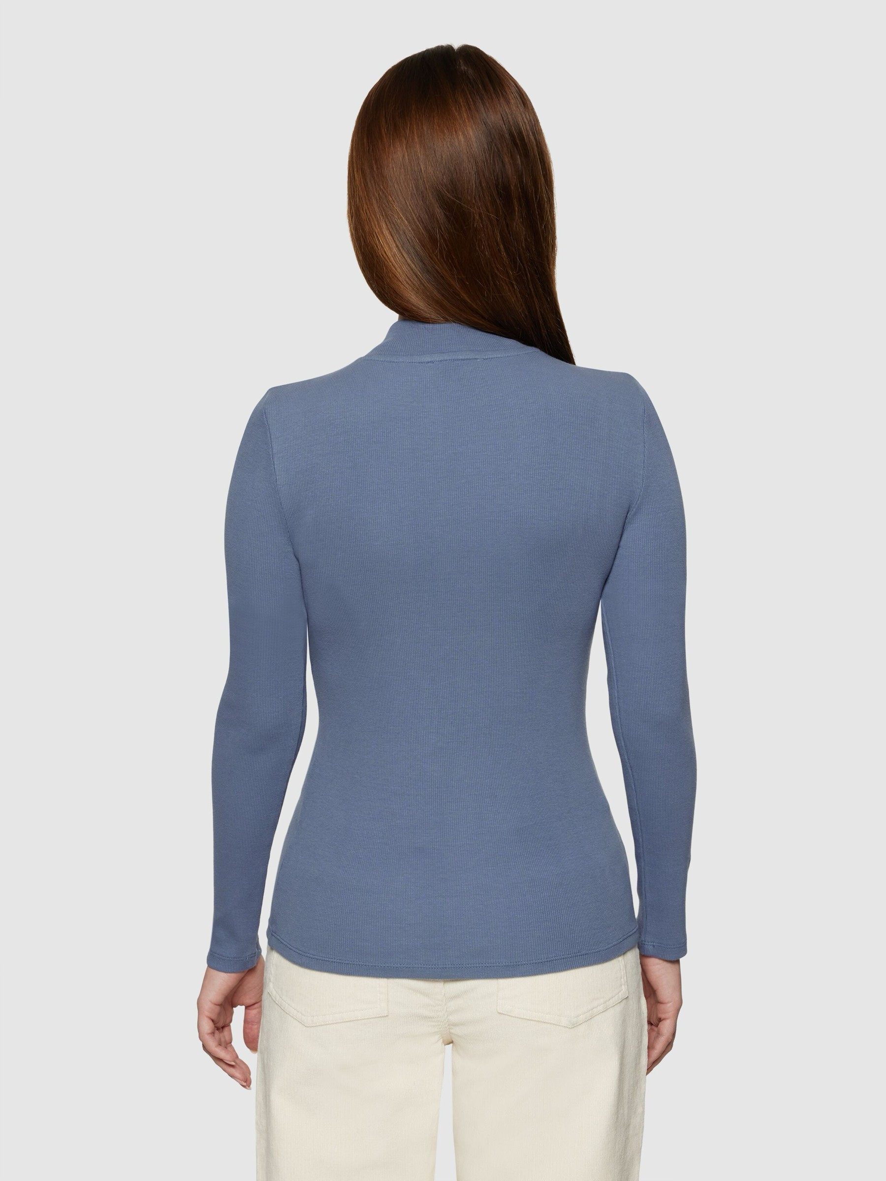 Rib High Neck Long Sleeved moonlight blue Knowledge Cotton Apparel